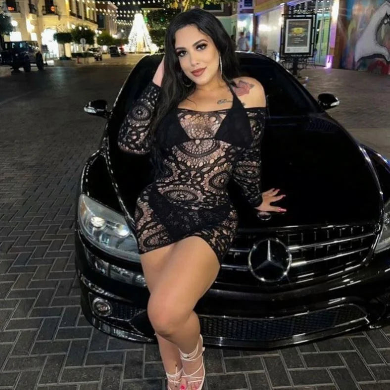 New Hot Sale Lace Sexy Lingerie Ladies Hollow Out Body Stocking Mesh Dress for Women Women's Jumpsuit