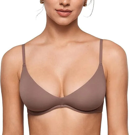 New Style Women's Comfortable and Breathable Low-cut Bra Wireless Bra with No Inner Support Band and Steel Ring Support