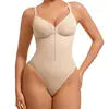 Cross-border E-commerce Bestseller European American-style Sexy High-elasticity Nylon Polyamide Zip-up Bodycon Jumpsuit V-neck