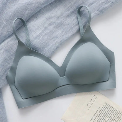New Color Latex Underwear Gradient Jelly Bras Strap Anti-skipping Bra Wireless Backless for Women 6 Colors Available