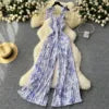 Summer Beach Style V-neck Tunic Jumpsuit for Women Sleeveless High Waist Floral Lace Long Jumpsuit Ladies Casual Overalls
