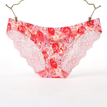 Breathable Sexy Embroidered Cotton Silk Lace Women Ladies Girls Panties Women Seamless Low Waist Briefs Underpants Factory Price