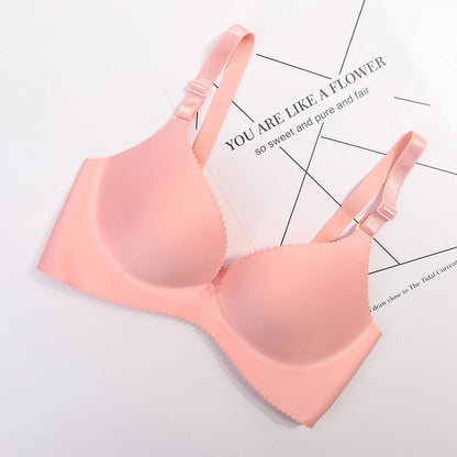 Dropshipping Girls Fashion Simple Solid Color Push up Wireless Plus Size Comfort Women Stylish T-shirt Seamless Bra