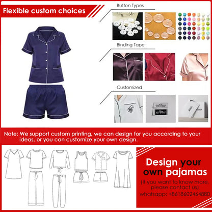 Factory Wholesale Embroidery Lace Designs Best Selling Plus Size Pyjamas Women's Satin Sleepwear