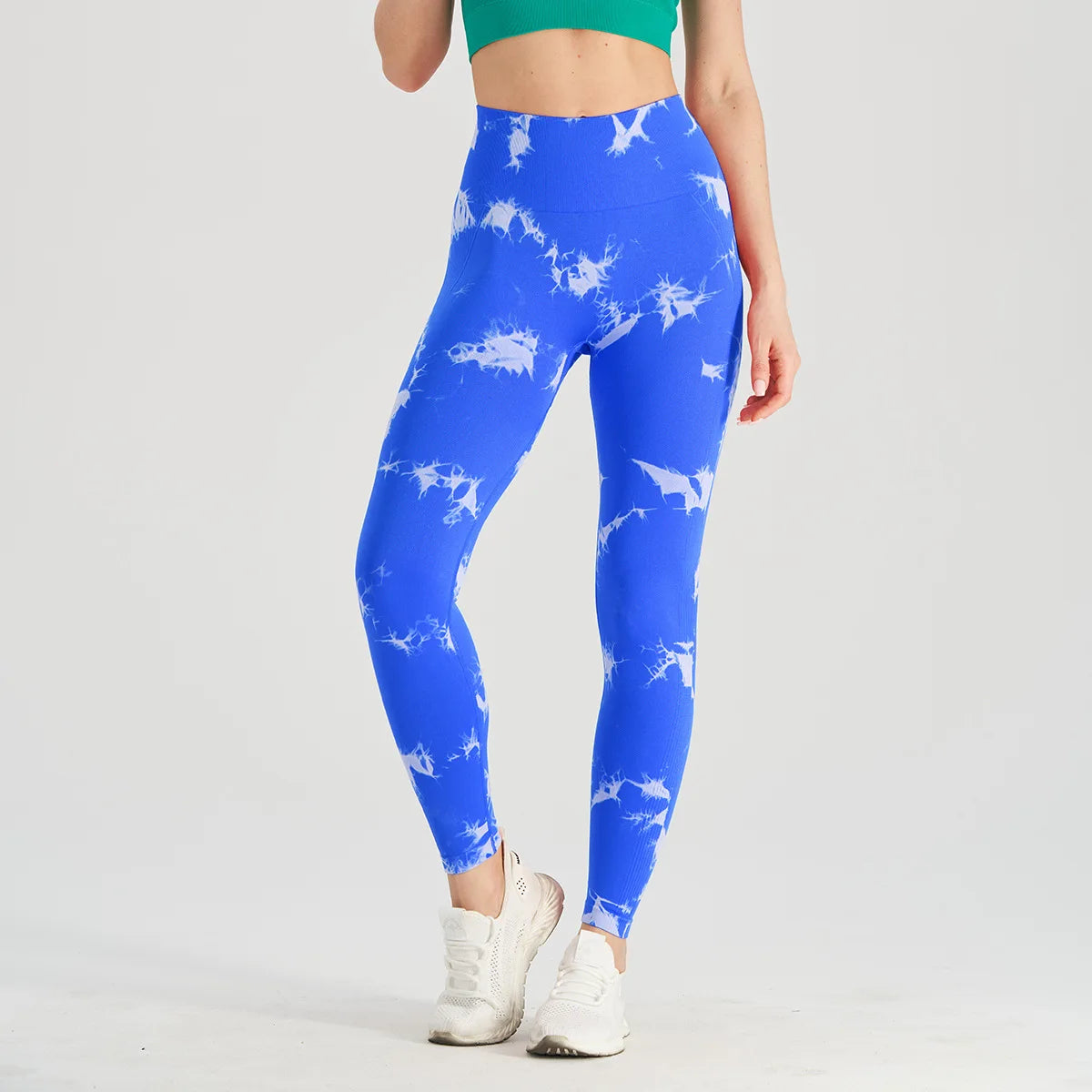 Seamless High Waist Yoga Tights Women Tie-Dye Ruched Butt Lifting Sports Leggings