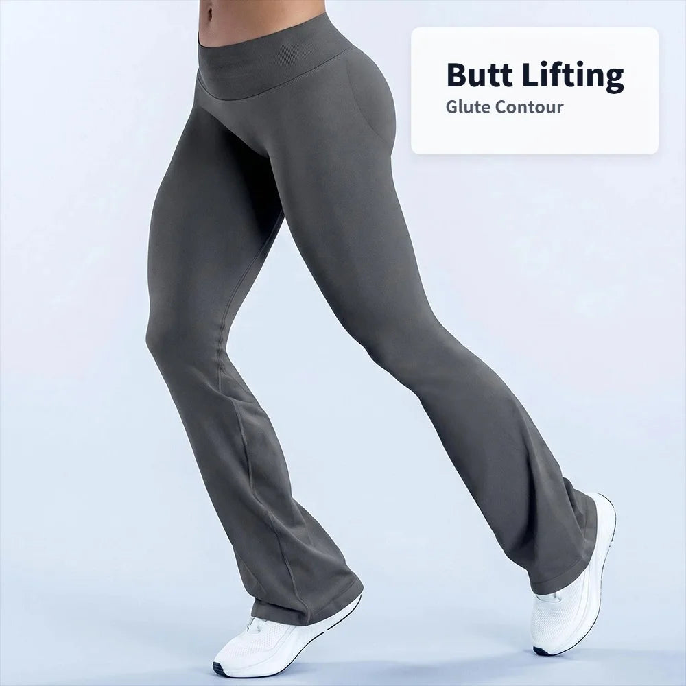 CIYING New Invisible Scrunch Butt Lift Flare Yoga Pants Seamless Tummy Control Glute Contour Soft Gym Workout Flare Leggings