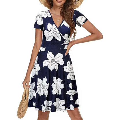 2022 Black Women's Dress Summer Beach Casual Elegant Breathable Long Dresses Woman Floral Print Elegant Dresses for Women