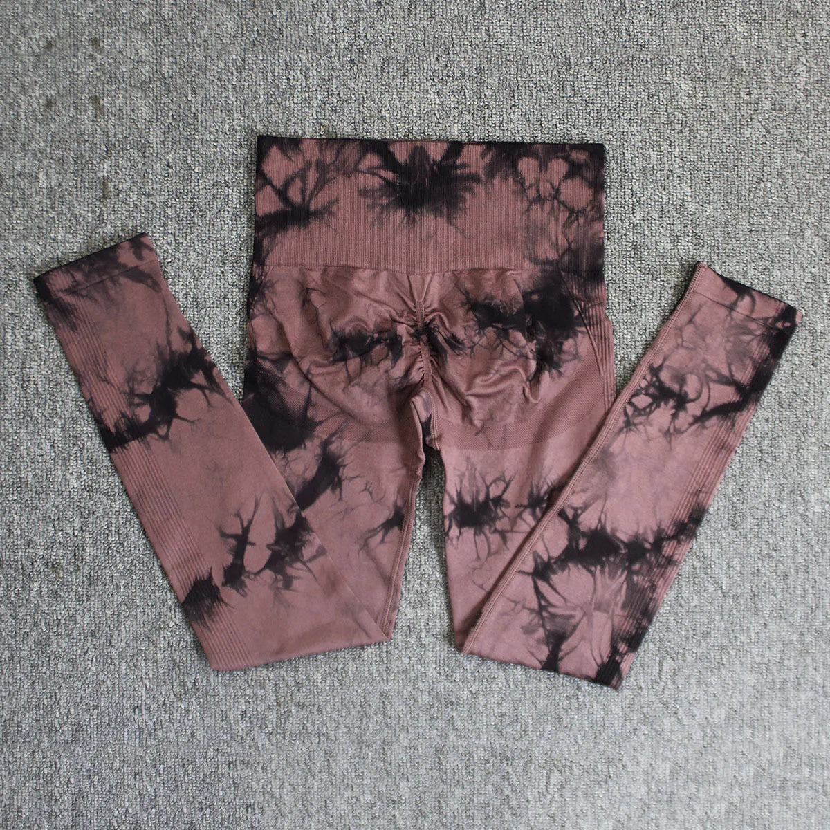 Seamless High Waist Yoga Tights Women Tie-Dye Ruched Butt Lifting Sports Leggings