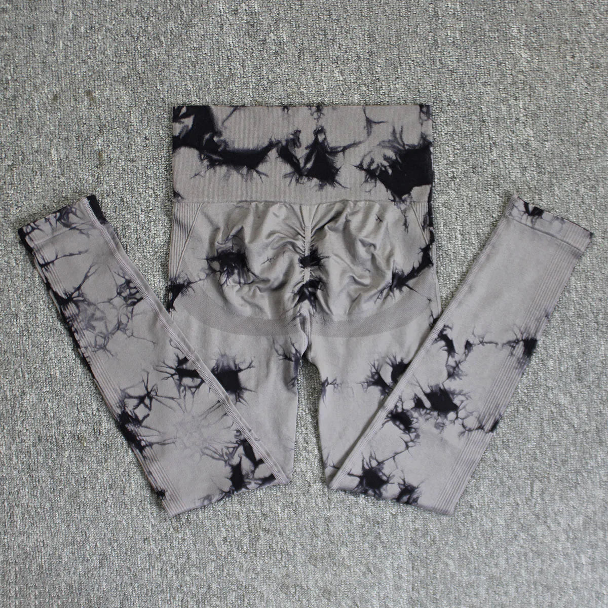 Seamless High Waist Yoga Tights Women Tie-Dye Ruched Butt Lifting Sports Leggings