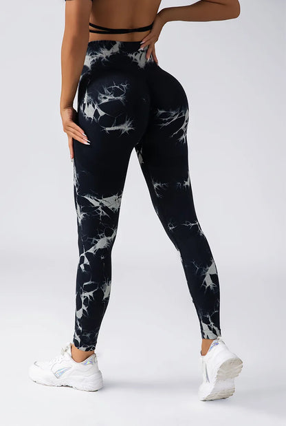 YIYI New Tie Dye Seamless High Waisted Workout Gym Fitness Leggings for Women Scrunch Butt Lifting Yoga Gym Athletic Pants