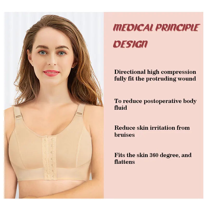 Private Label Custom Logo Adjustable Hooks up Chest Breast Augmentation Surgery Stage 2 Faja Bra