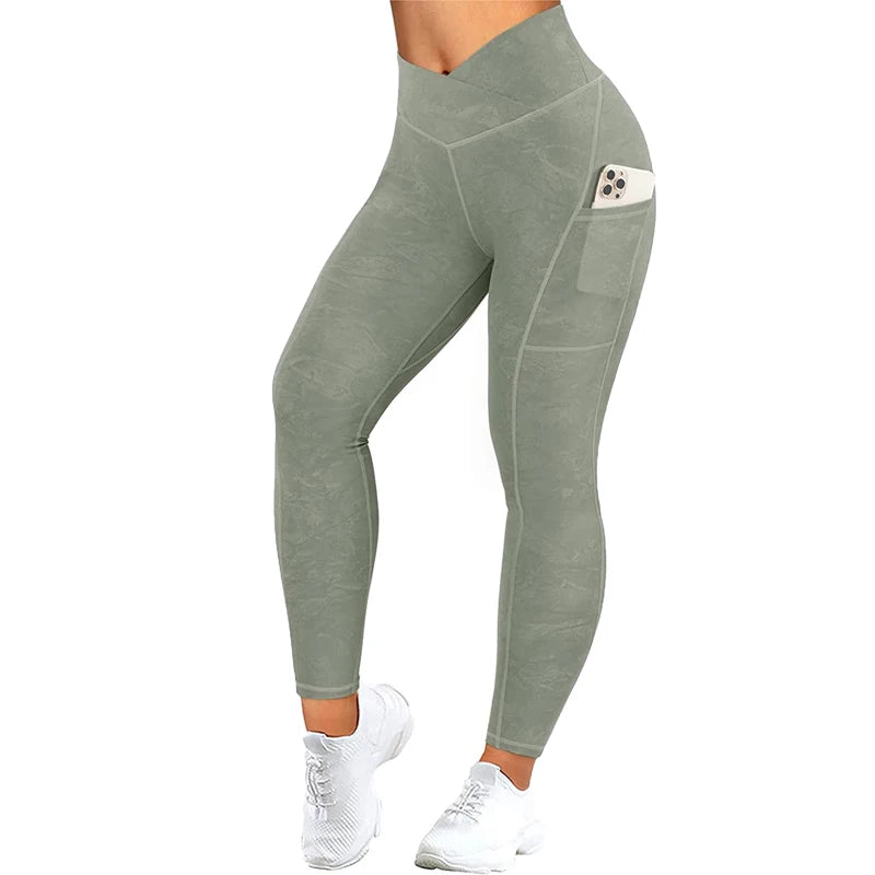 Wholesale Women V High Waist Yoga Leggings Gym Leggings With Pocket Sports Fitness Clothing Workout