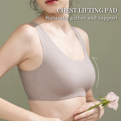 Seamless Widen the Shoulder Straps Underwear Bra Women Breathable Padded Plain Dyed Push up Bra