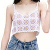 Summer Women Square Collar Breathable Knitted Hollow Out Crochet Cami Top Daisy Color Sexy Crop Tank Vest Club