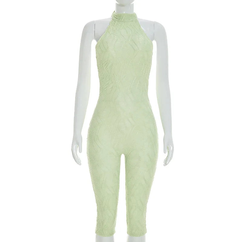 New Fashion Sleeveless Jumpsuits for Women Solid Color Sexy Halter Backless Slimming Jumpsuits Women Rompers