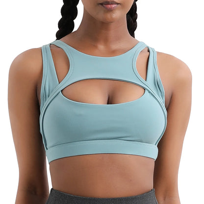 New Sexy Cross Strap Backless Plus Size Sports Bra Womens Gym Set with Seamless Thick Yoga Bra Printed Pattern Low Shipping Cost