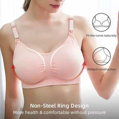 Plus Size Comfortable Back Closure Seamless Breathable Knitted Maternity Nursing Bra Wireless Everyday Breastfeeding Bra for