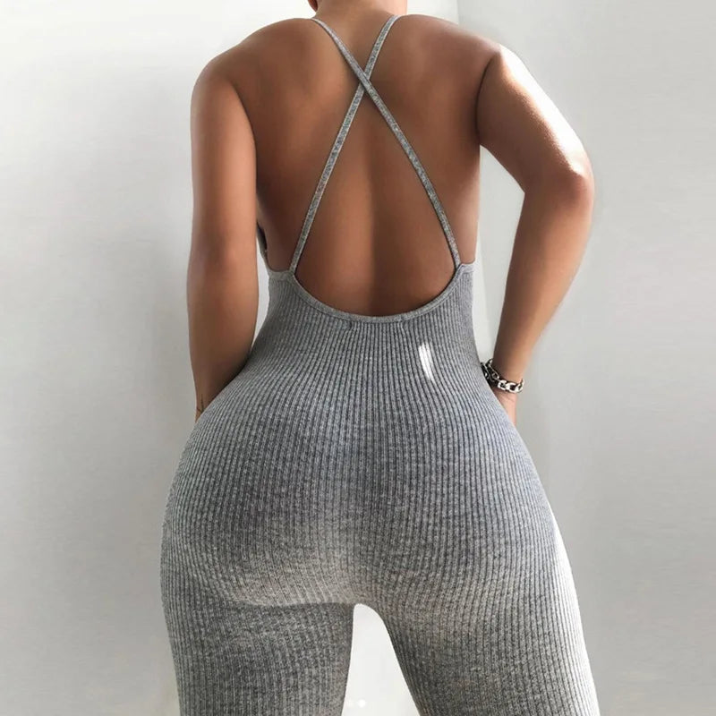 Sexy Skinny Workout Sleeveless Summer Ladies Rompers and Jumpsuits Playsuits Bodysuits