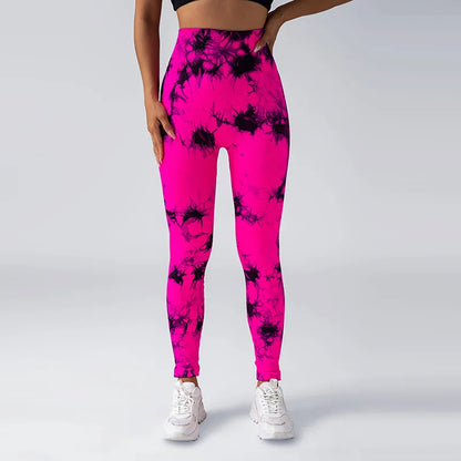 YIYI New Tie Dye Seamless High Waisted Workout Gym Fitness Leggings for Women Scrunch Butt Lifting Yoga Gym Athletic Pants