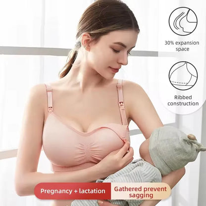 Plus Size Comfortable Back Closure Seamless Breathable Knitted Maternity Nursing Bra Wireless Everyday Breastfeeding Bra for