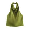 PB&ZA Women 2025 New Fashion Silk Satin Textured Neckband Tank Tops Vintage Backless Female Camis Chic Tops
