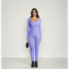 Autumn Hot Selling Long Sleeve Solid Color Fitness Ribbed Strech O-Neck Bodycon Women Jumpsuits