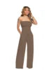 TS1035 Trendy Summer Jumpsuit Women Casual Strapless Sleeveless Pleated Wide Leg One Piece Jumpsuits With Pocket