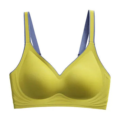 Women's Sexy U Shaped Laser Cut Bra Beautiful Back Seamless Wire-Free Convertible Straps Solid Pattern One-Piece Button Knitted