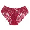 019 Wholesale Popular Design Sexy Lace Hollow Transparent Mid-waist Large Size Panties Lace Ladies Briefs Panties