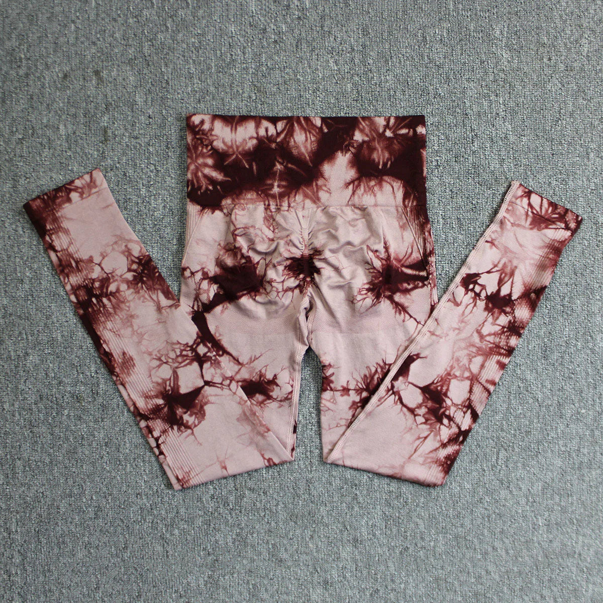 Seamless High Waist Yoga Tights Women Tie-Dye Ruched Butt Lifting Sports Leggings
