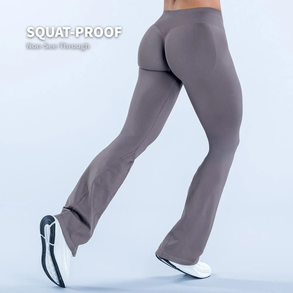 CIYING New Invisible Scrunch Butt Lift Flare Yoga Pants Seamless Tummy Control Glute Contour Soft Gym Workout Flare Leggings