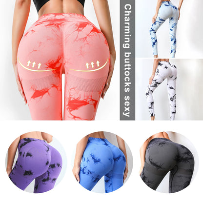 Wholesale Women Tie Dye Yoga Pants High Waisted Gym Fitness Booty Butt Lifting Workout Tight Scrunch Leggings for Women