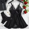 Transparent Red Sexy Lingerie Women's Underwear See Through Sleepwear Lace Nightdress and Panty Pijamas Sets Female Sexy Nighty