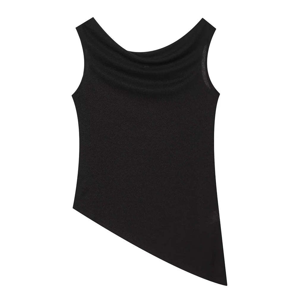 SHENZHU Women 2026 Summer New Fashion Asymmetrical Tank Tops Backless Vacation Style Sleeveless Female Soild Camis Chic Tops