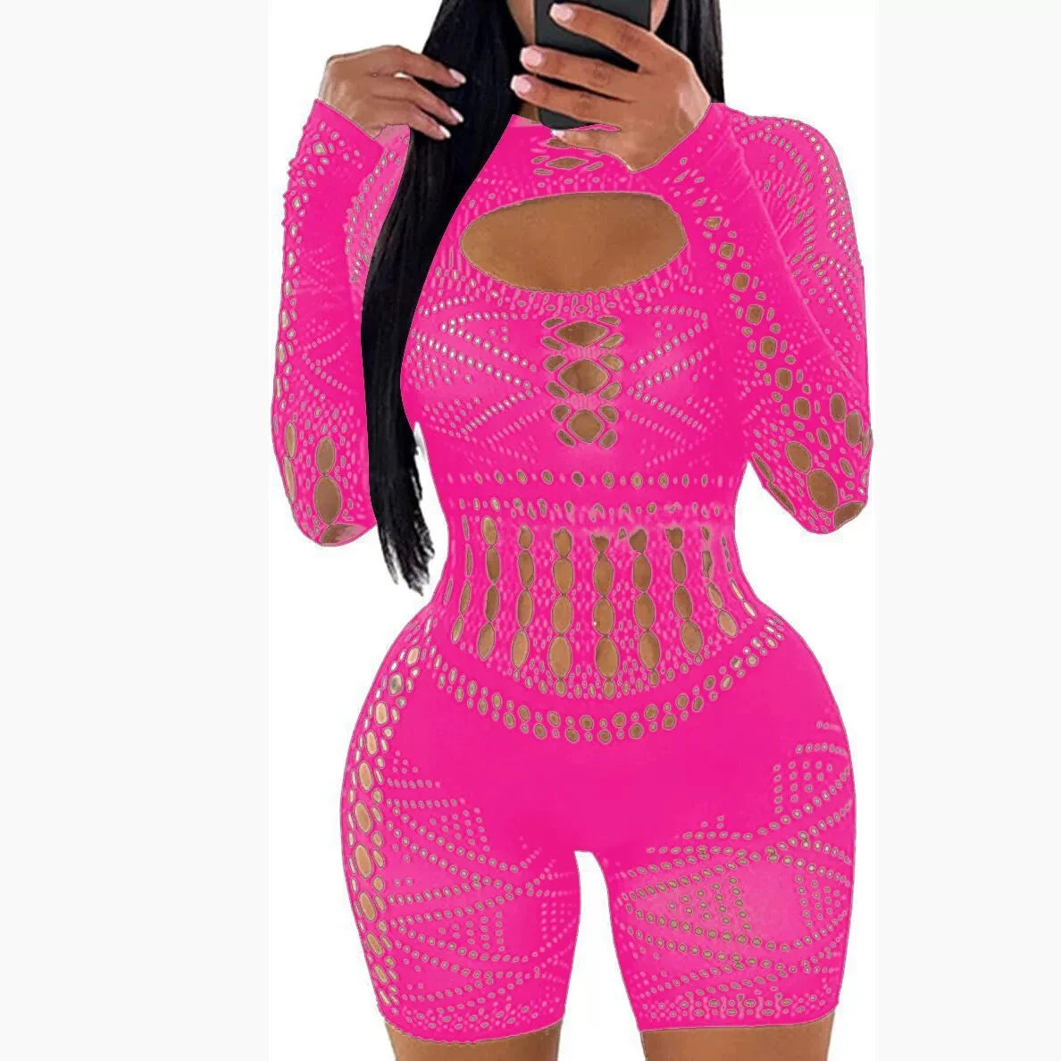 Stylish Women's Jumpsuit with Hollow Out Design Perfect for Autumn Casual Wear Trendy Fall Fashion Party Outfit