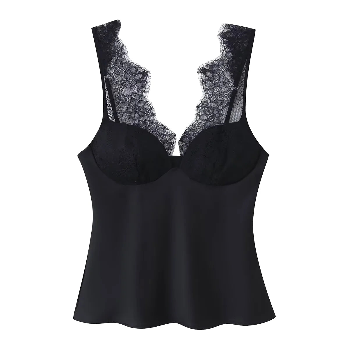 TOUCH WAY Women 2025 Summer Breathable Sweet Lace Twill Texture Tank Tops V-Neck Vintage Backless Camis Chic Solid Pattern 100%