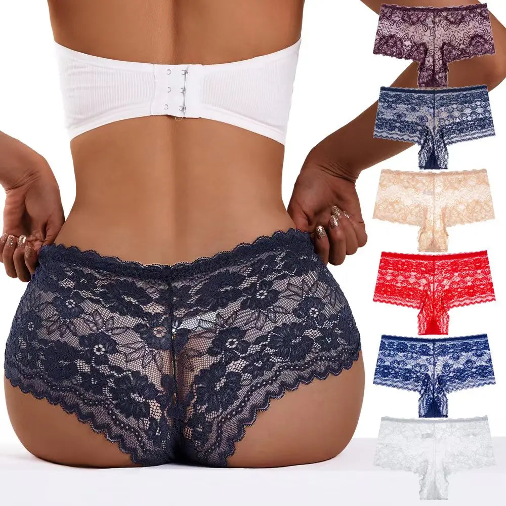 Women's Sexy Underwear Sustainable Transparent See Through Lace Mature Girls Panties Brief Babydoll  Lingerie