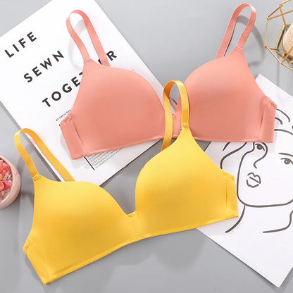 Fashion Girls Cheap Bras Comfortable Padded Wire Free Thin Breathable 3/4 Cup One-Piece Smooth T-Shirt Bra Asian Girls