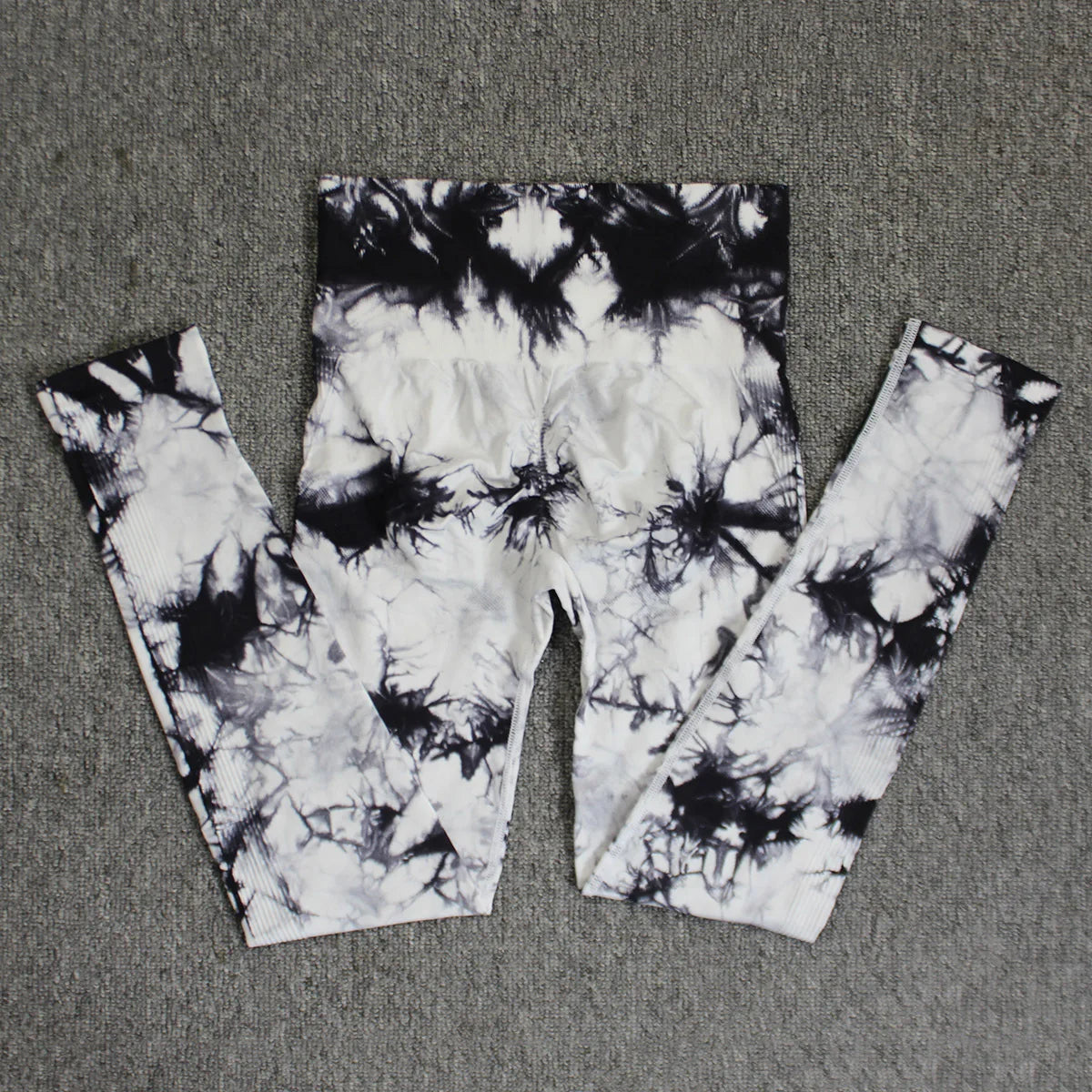 Seamless High Waist Yoga Tights Women Tie-Dye Ruched Butt Lifting Sports Leggings