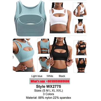 New Sexy Cross Strap Backless Plus Size Sports Bra Womens Gym Set with Seamless Thick Yoga Bra Printed Pattern Low Shipping Cost