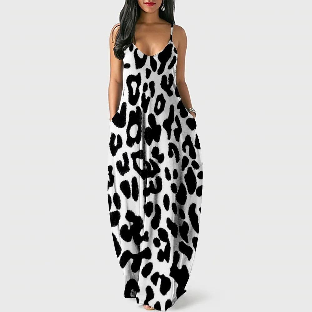 New Arrival Women Summer Clothing Earth Prints Long Maxi Dress Luxury Beachwear Clothes Plus Size 4XL Women's Cami Sun Dresses