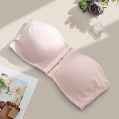 Women's Strapless Bra Women Seamless Invisible Tube Tops One-Piece Push Up Bras Front Button Bra Padding Beauty Back Breathable