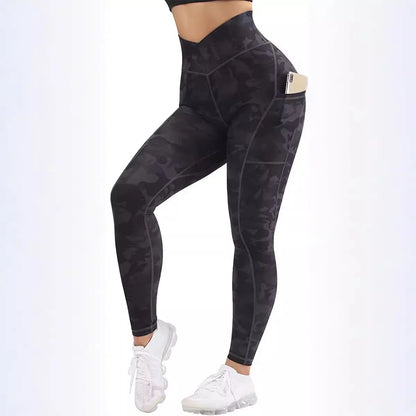 Wholesale Women V High Waist Yoga Leggings Gym Leggings With Pocket Sports Fitness Clothing Workout
