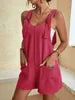Summer Casual Halter Loose Suspenders Playsuit Sleeveless Sexy Short Jumpsuit with Pockets Women Wholesale Fashion