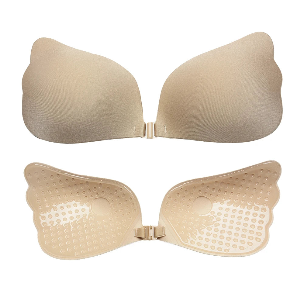 Eady Ship Natural Shape Push Spandex/Nylon Sexy Wire-Free Breathable Perforated Adhesive Bra Daily Wear Office Blouse Backless
