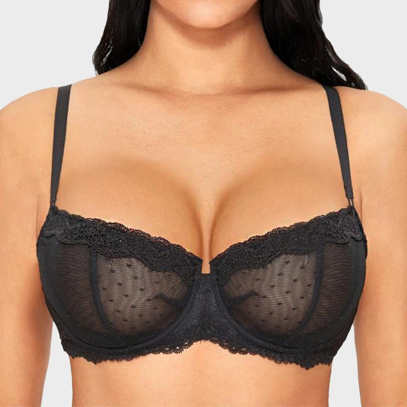 Seamless Lace Knitted Push Up Bra Women Underwire Support 3/4 Cup Breathable Quick Dry Eco-Friendly Lingerie
