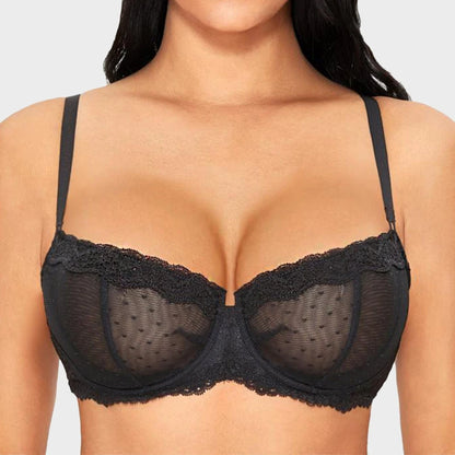 Seamless Lace Knitted Push Up Bra Women Underwire Support 3/4 Cup Breathable Quick Dry Eco-Friendly Lingerie