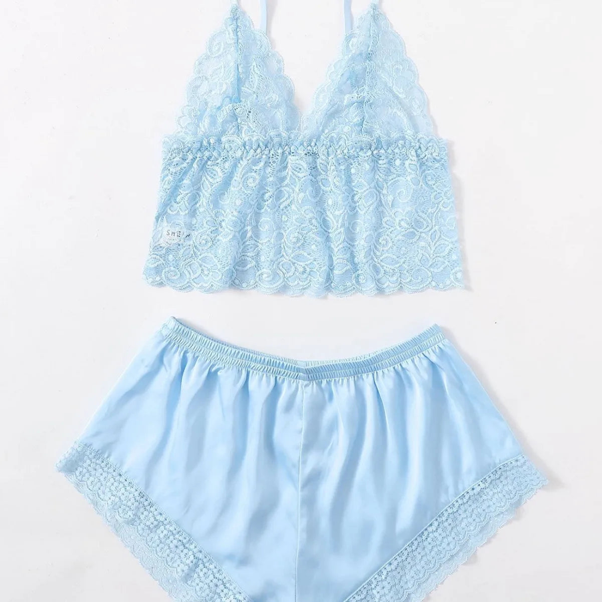 Sexy Sleeveless Collarless Polyester Underwear Women Pure Desire Home Clothes Fashion Comfortable Sling Lace Shorts Pajamas Set
