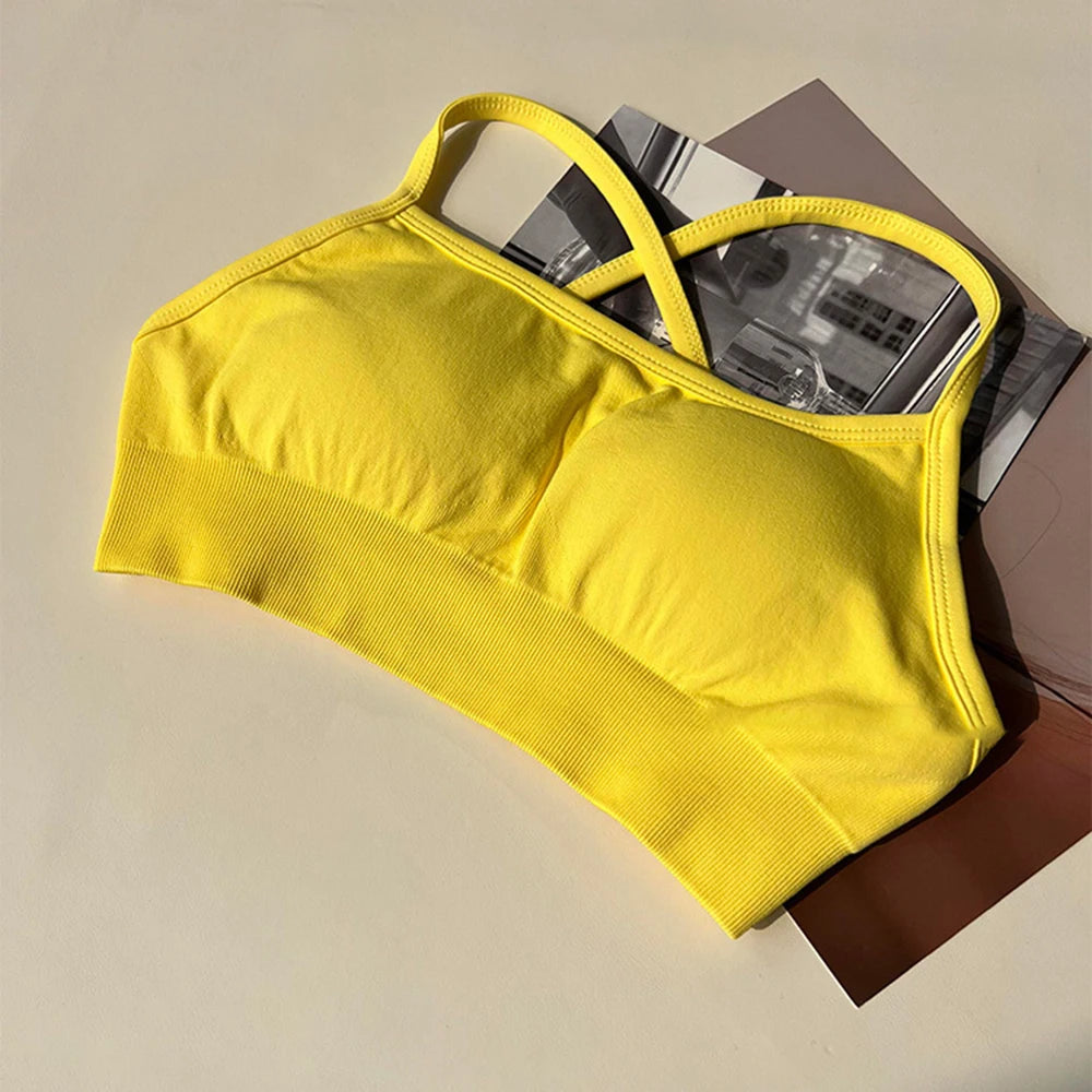CIYING Wholesale Women Gym Workout Cross Backless Sport Bra Custom logo Seamless Yoga Gym Sports Bra for Women
