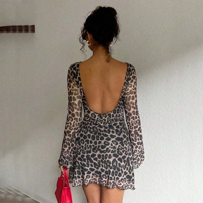New Arrival Leopard Print Women's Dress with Tassels Eco-Friendly and Washable Featuring Beaded Decoration Natural Waistline